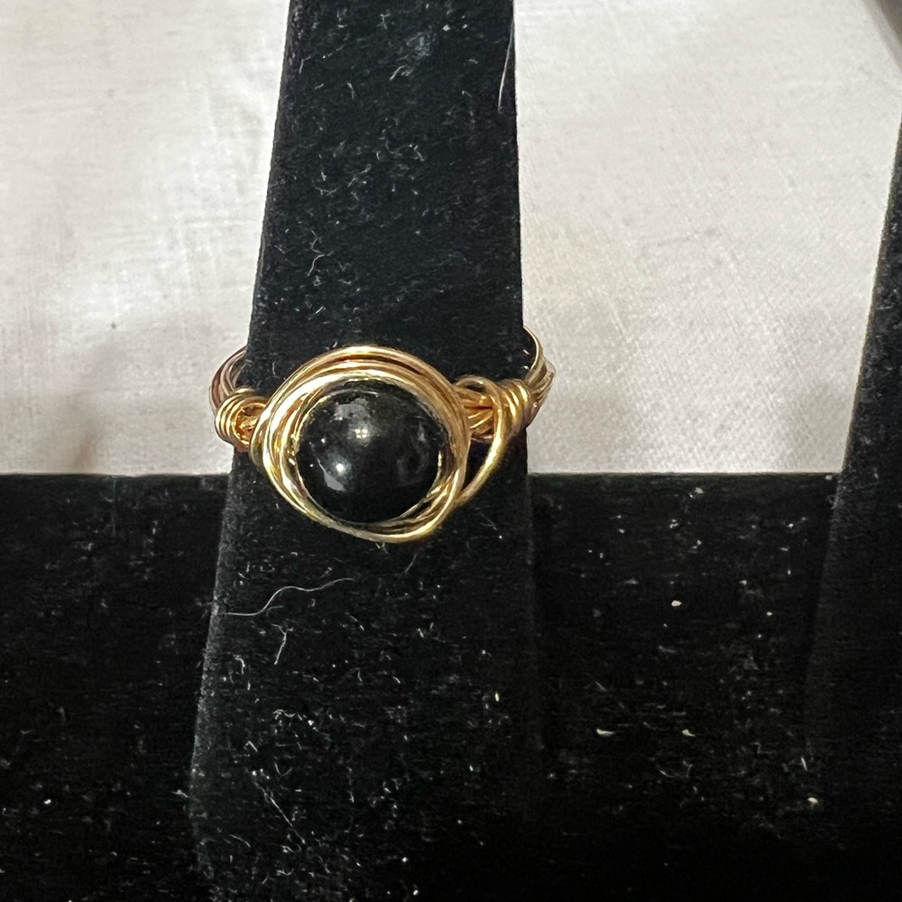 New black onyx hand wrapped ring